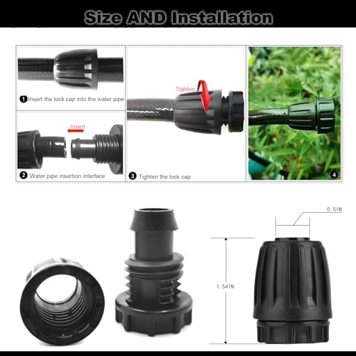 1/2 Inch Drip Irrigation End Cap Fittings,8-Pack