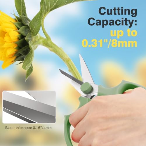 Housolution Flower Scissors, 3PCS Pointed Pruning Shears, Avocado Green