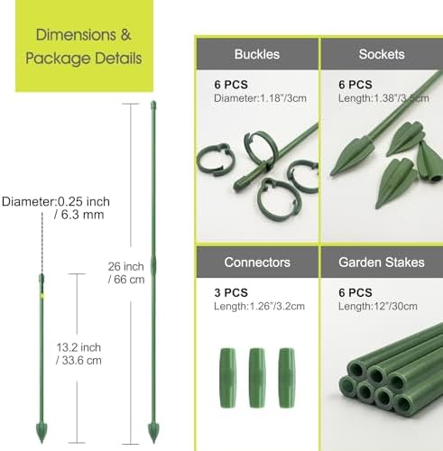 RIFNY Plant Stakes for Indoor Plants, 12 Inch Plant Support Stakes, 6 PCS