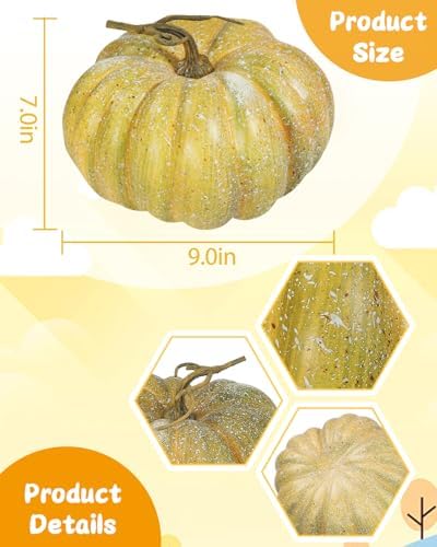 DuHouse Faux Pumpkin Artificial Yellow Green Pumpkins