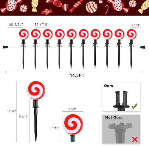 Ultimate Unicorn Christmas Decoration Lollipop Pathway Lights Red