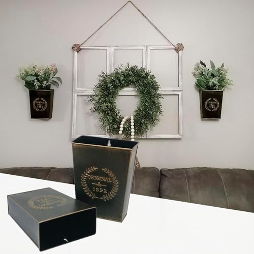 6 Pack Metal Wall Vase, Country Galvanized Wall Vase Box for Country, Bathroom, Rustic Party, Office, Wedding and Home Decor