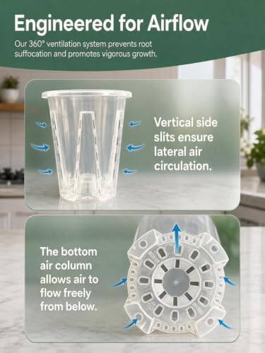 Shape & Use Clear Orchid Pots with Drainage Holes, Transparent Orchid Nursery Pots for Repotting, Slotted PP Plastic Pots for Healthy Root Growth (6.3inch-10pack)