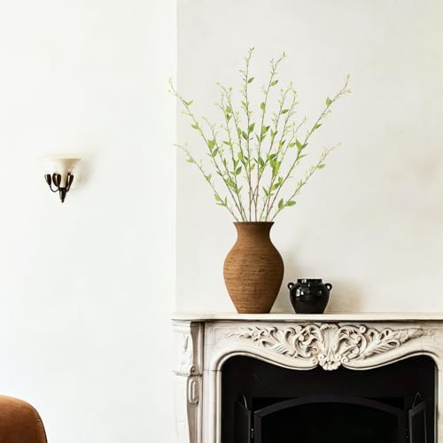 4Pcs Artificial Branches with Leaves Green 37" Faux Greenery Stems for Vase Filler Fake Ficus Twig Plants for Home Indoor Tall Vase Tables Centerpieces Office Wedding Party Decoration