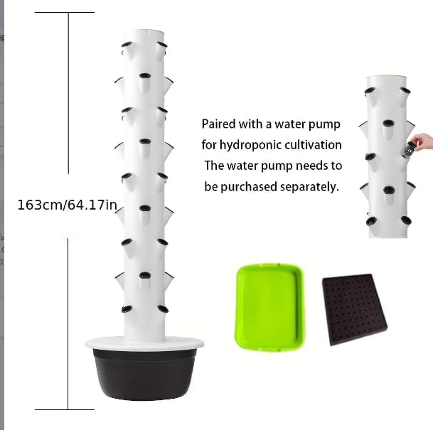 Hydroponic Grow Tower Vertical Aeroponic Tower for Fruits,Flowers,Vegetables 9 Layer 36 Pots Planter with Water Tank
