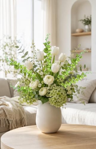 8 pcs Green Delphinium Artificial Flowers, 34.25'' Larkspur Artificial Flowers Silk Fake Flowers Long stem Faux Flowers for Tall Vase Home Wedding Garden Table Decor (Green)