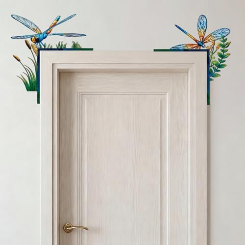 MorningRo 4 Pcs Dragonfly Themed Door Frame Topper Nature Metal Wall Art
