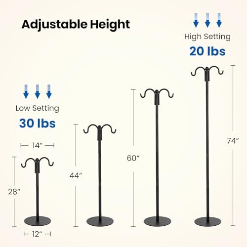 74 Inch Double Shepherd Hooks Stand with Base for Outdoor Bird Feeder Pole