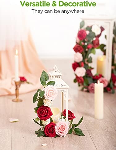 InnoGear Fake Roses 50 Pcs Blush Pink Flowers Artificial Faux Foam Floral