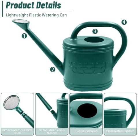 2 Gallon Garden Watering Can, Plastic Outdoor Watering Can for Plants