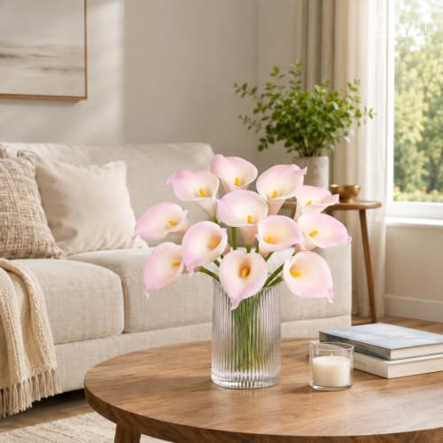 Letjolt Artificial Calla Lily Flowers 12Pcs, Blush Pink