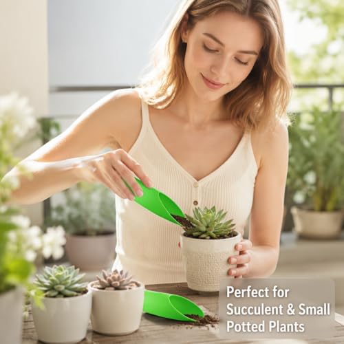 Bonsai Soil Scoops, Plastic Garden Soil Scoops, Garden Potted Plant Maintenance Succulent Planting Tools, Classic Durable, Ergonomic Grip -(1pc Green)
