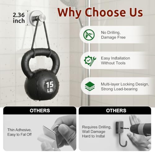 4Pcs Suction Cup Hooks for Shower, Heavy-Duty Wreath Hangers for Front Door