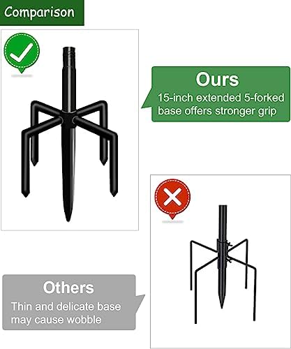 105 Inch Bird House Pole Mount Kit, Adjustable Heavy Duty Bird Feeder Pole for Outdoors, Universal Mounting Post Set with 5-Prong Base, Black, 1 Pack