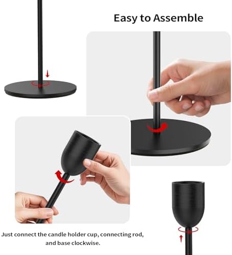 ChefBee 6PCS Black Tall Taper & Pillar Candle Candlestick Holder