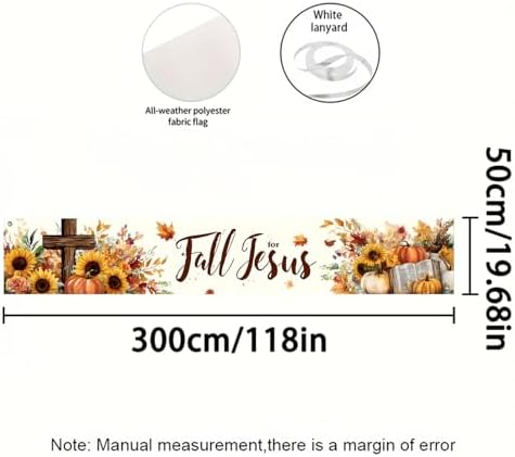 BlissYard Fall for Jesus Banner Christian Fence Decor 118 x 20 Inch