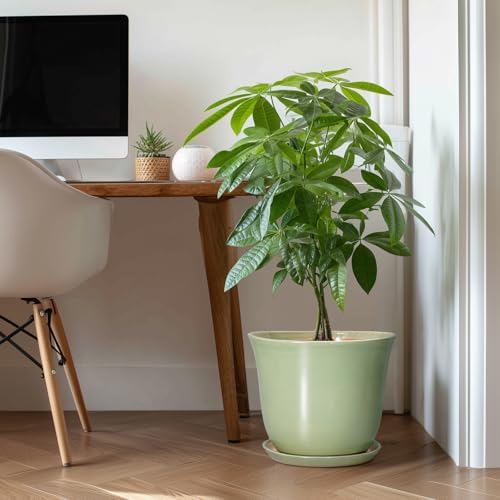 Ceramic Planter, 12 Inch Plant Pot for Indoor Plants, Green