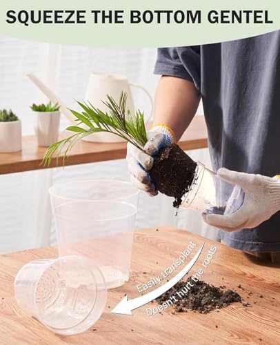 homenote 4/5/6.7 Inch Transparent Nursery Pots with Drainage Holes (30 Pcs)