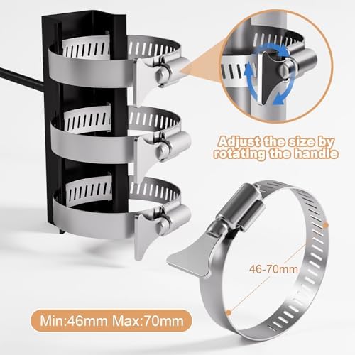 2 Pack Bird Feeder Hanger Hook, Pole Mounting Kits with Adjustable Clip Rings, Outdoor Hanging Bracket for Camping Lantern Rack, Tree Branch Hooks for Wild Bird House Holder (46-70mm/1.8" to 2.75")