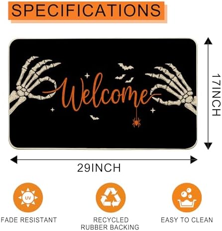 Hexagram Halloween Door Mat 17x29 Inch Halloween Skull Doormat Outdoor