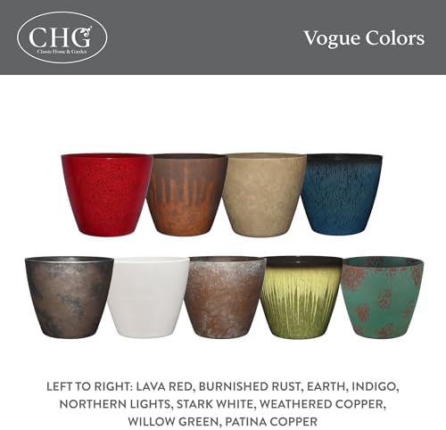 Vogue Planter Pots w/Pottery Quality Finish, 8” Weathered Copper