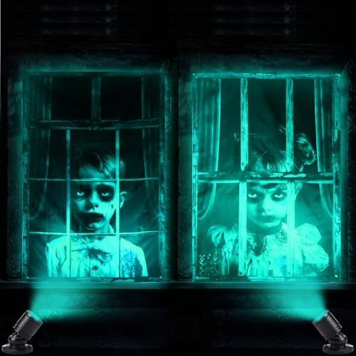 Tingjoo 12 Pcs Halloween Ghost Window Decoration with Spot Lights,Horror