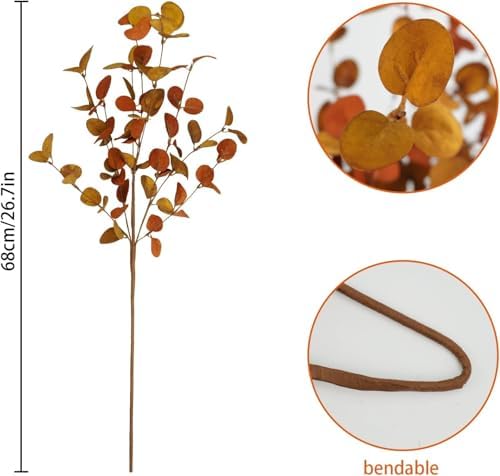 12 Pcs Artificial Fall Eucalyptus Stems, 27 Inch