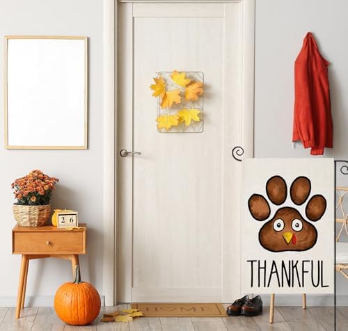 Thanksgiving Turkey Paw Garden Flags for Outside 12x18 Inch Double Sided