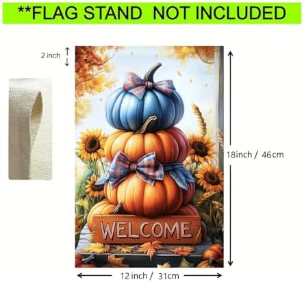 Fall Pumpkin Welcome Garden Flags 12x18 Double Sided Outside Decor