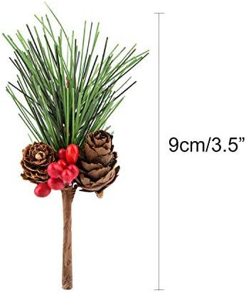 TUPARKA 12 PCS Artificial Pine Cone Picks Holly Berry Stems for Christmas