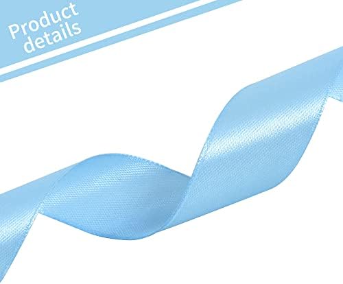 TONIFUL 1 Inch x 100yds Light Blue Satin Ribbon for Crafts, Gift Wrapping