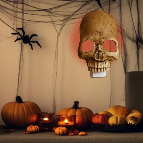Skull Night Light, 2026 New Skeleton Night Light, Halloween Horrible Light Decoration for Halloween Party and Home Decor (Grey)