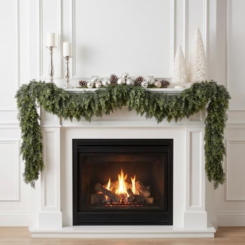 Hananona 9 FT Christmas Garland, Real Touch Cedar Garlands, 1 Pcs