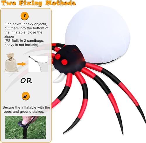 8 FT Halloween Inflatable Spider Outdoor Yard Decor with LED Rotating Flame