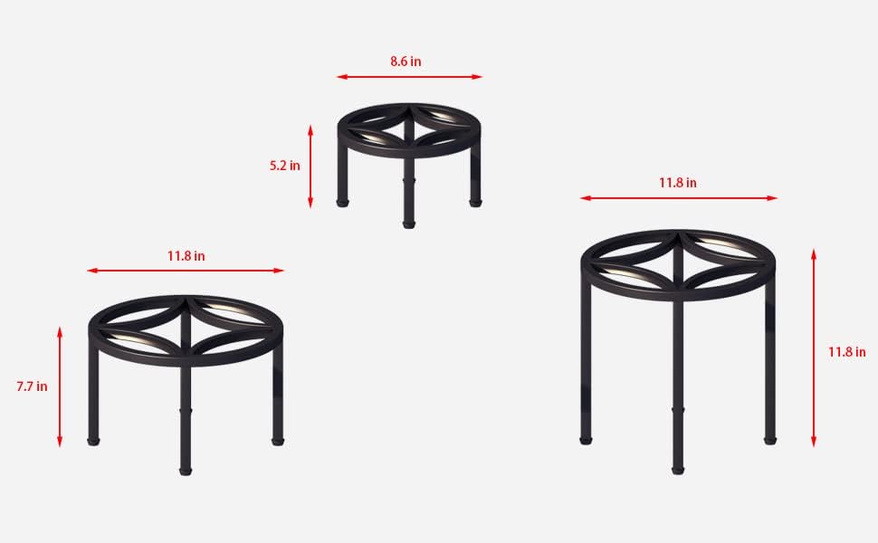 Zhongma Set of 3 Fully Assembled Metal Plant Stand for Heavy Potted Plant for Home Indoor and Outdoor, 220 LBS Capacity & Heavy Duty Construction, Sturdy Plant Riser without Installation Required