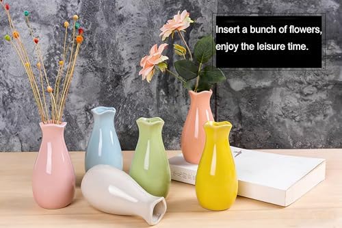 Small Ceramic Bud Vase Flower Vase Decorative Floral Holder(Pink)