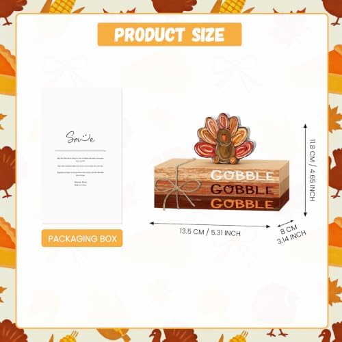 Smile Thanksgiving Wooden Decor Indoor Turkey Gobble Faux Books Bundle