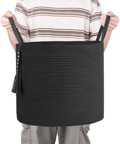 Mkono Woven Storage Basket for Blanket, Toys Plant Organizer, 16"W x 13.8"L