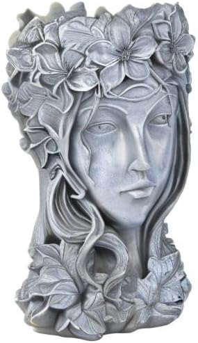 Sungmor Creative Goddess Head Planter Statue for Garden Ornaments | 9×9×14 Inch Premium Resin | Cool Face Large