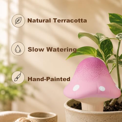 YesWhat Terracotta Watering Spikes Slow Release Watering Stakes 4-Pack