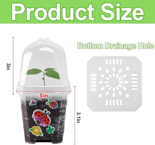 EBaokuup 10 Pack 3 Inch Clear Plant Nursery Pots with Humidity Domes