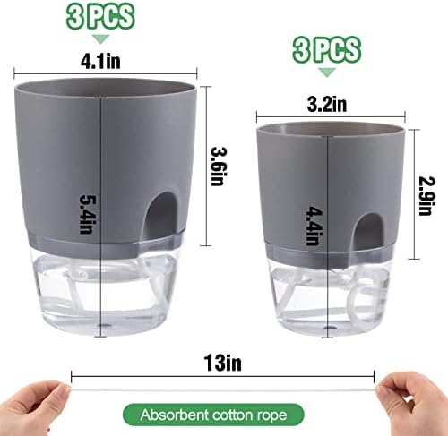 Aulock 6 pcs Self Watering Plant Pots for African Violet, 4.1/3.2 in