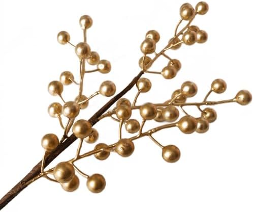 Artificial Berry, Fake Burgundy Berry, (20 pcs, 12" Each), Artificial Berries Stems for Xmas Tree Wreath Decorations Home Decor (GoldenBerry)