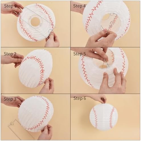 BEISHIDA 12 Inch Football Paper Lanterns 6 Packs Hanging Round Chinese Lantern