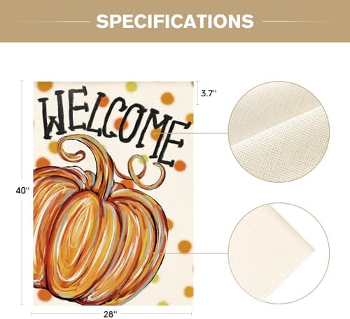 AVOIN colorlife Welcome Pumpkin Fall House Flag 28x40 Inch for Outside
