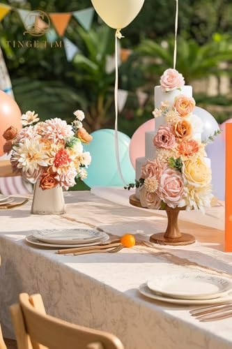 TINGE TIME Artificial Wedding Flower Combo, Rose Peony Blush Champagne