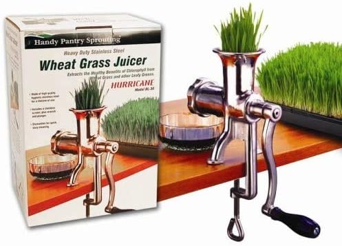 Handy Pantry Organic Wheatgrass Growing Kit w/Hurricane Stainless Steel | Wheat Grass Juicer- Everything to Grow &