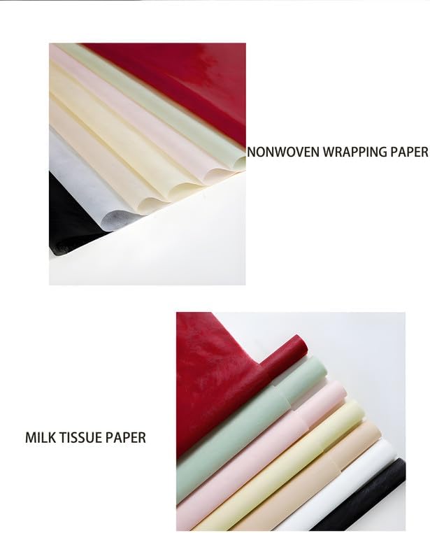 MLSG 96 Sheets Tissue Flower Wrapping Paper Cotton Wrapping Flower Paper Withdrawable Lining Paper Non-woven Waterproof Floral Bouquet Wraps For Florist Packaging Arrangement (Rouge Pink)