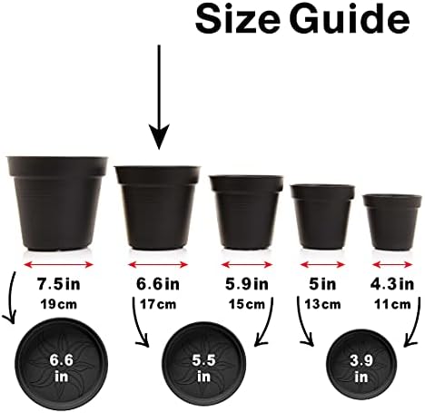 Mintra Garden Pots, 4 Pack Bulk Plastic Plant Pots with Drainage Tray, Round Indoor & Outdoor Decorative Planters with Drain Holes for Flowers, Herbs & Plants, 17cm Diameter – Fuchsia, 6.6 in