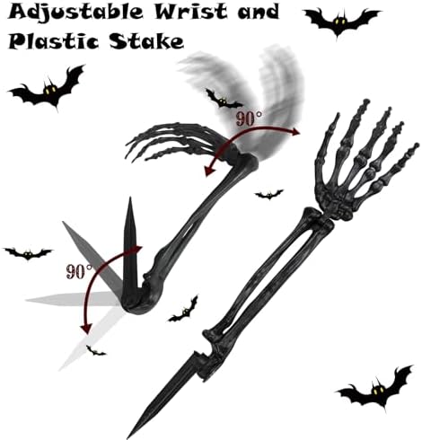 Halloween Realistic Skeleton Stakes Zombie Ghost Arm Stake Severed Plastic Skeleton Hands Yard Signs for Halloween Props Decorations (4 Pcs Black)
